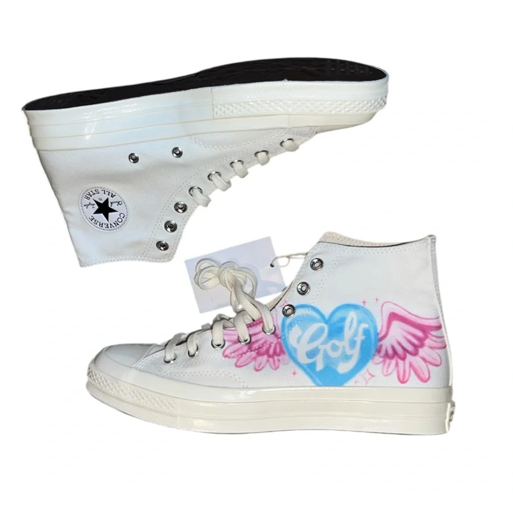 NWT Golf Wang X Converse By Tyler The Creator Airbrushed Chuck Taylor Shoes Sz 9 - Picture 1 of 8